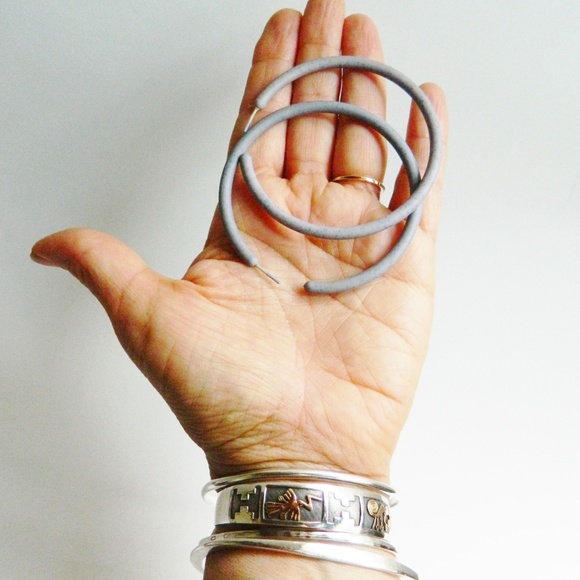 Big Grey Blue Hoop Earrings - Picture 2 of 5